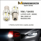 LED Spark Becuri auto 1156 BA15S – Lumină albă 6000K (poziție, lumini de zi, stop) – set 2 buc.