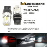 LED Spark Becuri auto 7440 (W21W) – Lumină albă 6000K (lumini spate, lumini de zi, poziție) – set 2 buc.