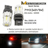LED Spark Becuri auto 7443 (W21/5W) – Lumină albă 6000K (stop combinat, poziție, lumini de zi, semnalizare) – set 2 buc.