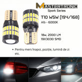 LED Spark Becuri auto T10 W5W (194/168) – Lumină albă 6000K (poziție, interior, parcare, iluminare număr) – set 2 buc.